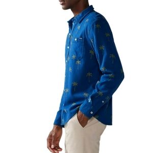 NWT Men's CHUBBIES Blue Palm Tree Print Men's Shirt, Large Retails $65